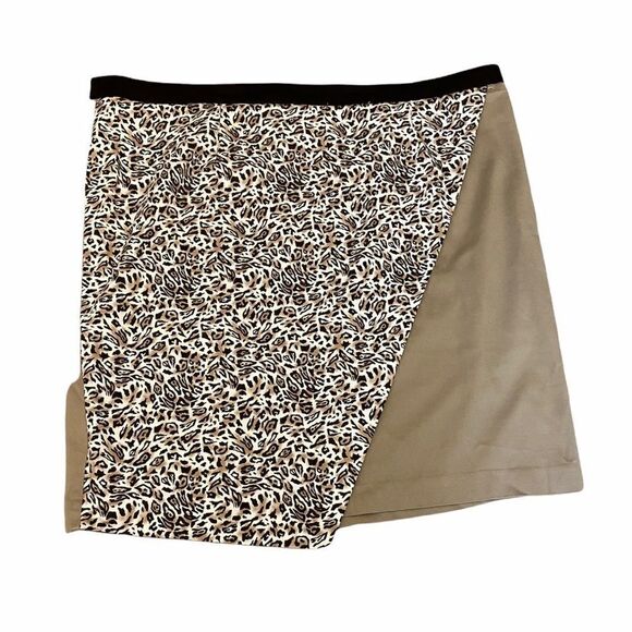 NWT Leopard Print Cotton Asymmetrical Skirt 24 - Picture 1 of 5